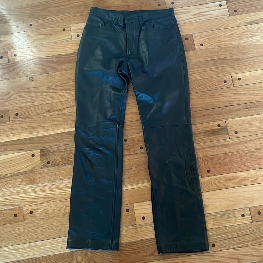 Brandon Thomas Black Faux Leather Straight Leg Pants